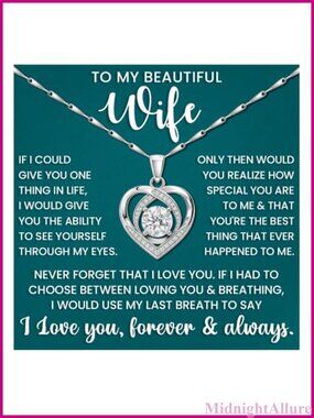 Forever Love Heart Pendant Necklace Cubic Zirconia Stainless Steel Wife Gift